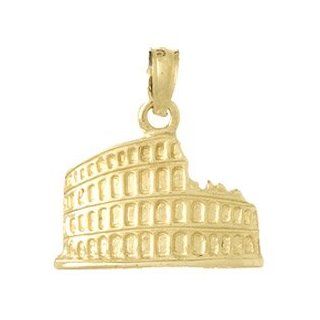 Gold Misc Travel Charm Pendant Coliseum Pendant Textured & 2 D Rome,italy: Million Charms: Jewelry