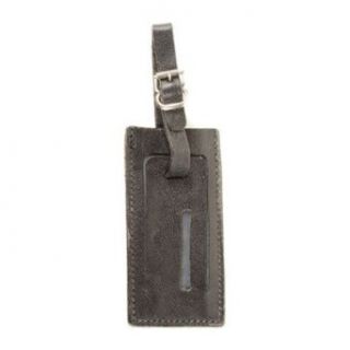 Leather Covered Luggage Tag Color: Black: Clothing