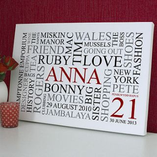 personalised 21st birthday word art print by cherry pete