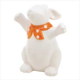 Bow Tie White Easter Bunny Decorative Statue Figurine   Collectible Figurines