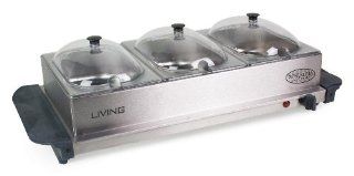 Living by Nostalgia BCD332 3 Station Mini Buffet Server with Warming Tray: Kitchen & Dining