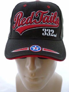 PREMIUM Red Tails Tuskegee Airmen Redtails Cap/ Hat, 332nd Fighter Group, 1941, 332 Red Tails, WWII, BLACK Baseball Cap with Red, White and Sky Blue Embroidered Details, Air Force Hat, African American Heroes, Military Service, Heroes In Time and Space, Ad