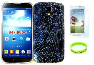 Samsung Galaxy S4 I337/L720/M919/I545/R970/I9505/I9500 Shattered Glass Design TPU IMD Hard Case Snap On Protector Cover + Screen protector + Wireless Fones' Wristband: Cell Phones & Accessories