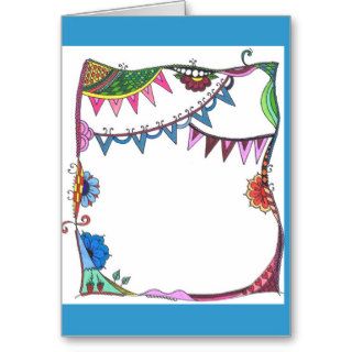 Colorful Doodle Art Flower Border Greeting Card