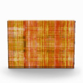 Orange Abstract Line Pattern Acrylic Art Block Award