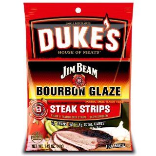 DUKE'S Jim Beam Steak Strips, Bourbon Glaze, 1.45 Ounce (Pack of 8) : Jerky And Dried Meats : Grocery & Gourmet Food