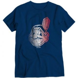 adidas Youth Cleveland Indians Super Soft Short Sleeve T Shirt   Size Large, Navy Clothing