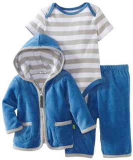 Offspring  Baby Boys Newborn 3 Piece Velour Jacket and Pant Set, Light Blue, 9 Months: Clothing
