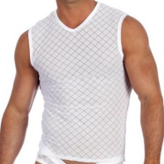 Activ Muscle Shirt White Men's V Neck Sleeveless Top By Gregg Homme Size X Large: Clothing