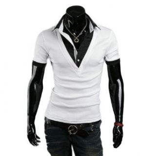 Zehui Mens Casual Dress Slim Fit Polo Short Sleeve Tee Shirts Black Tag M at  Mens Clothing store
