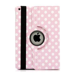Gearonic 360 Degree Rotating PU Leather Case Cover with Swivel Stand for iPad 5 Air   Pink Polka Dot (AV 5657 PinkPolkaDot ipa5_343P): Computers & Accessories