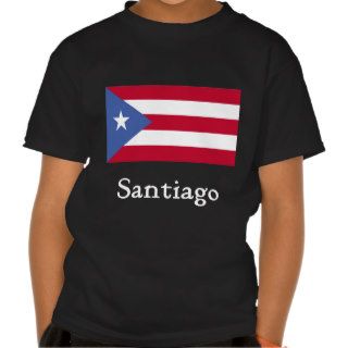 Santiago Puerto Rican Flag Blk T shirts