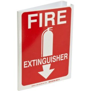 Brady 94008 BradyGlo 12" Height, 9" Width, B 347 Glow In The Dark Plastic White On Red Color High Visibility "V" Style Sign, Legend "Fire Extinguisher": Industrial Warning Signs: Industrial & Scientific