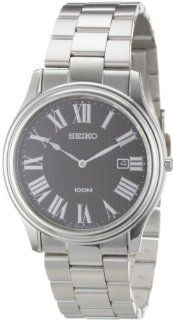 Seiko Men's SKP347 Black Dial Stainless Steel Watch at  Men's Watch store.