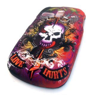 Samsung R355c Love Hurts Skull Lion HARD RUBBERIZED FEEL RUBBER COATED DESIGN Case Cover Skin Protector NET 10 Straight Talk: Cell Phones & Accessories