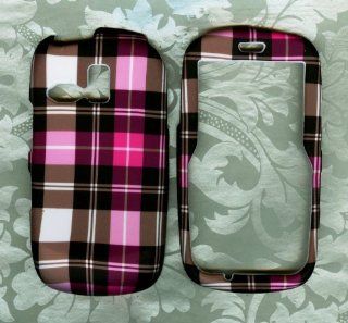 Purple Plaid snap on case Samsung r355 R355c Straight Talk Phone Cover: Cell Phones & Accessories