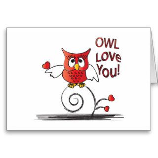 Valentine Owl Love You Greeting Cards