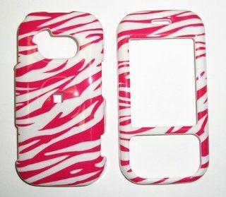 Hot Pink Zebra Pattern Hard Skin Cover Case for Lg Neon Gt365 + Microfiber Cell Phone Bag: Cell Phones & Accessories