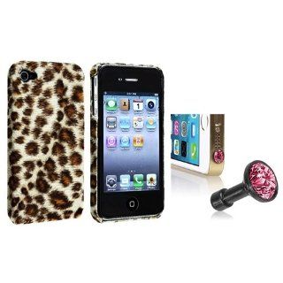 eForCity Pink Diamond Dust Cap+FUR LEOPARD ANIMAL PRINT Hard Case Skin Compatible with iphone 4S 4: Cell Phones & Accessories