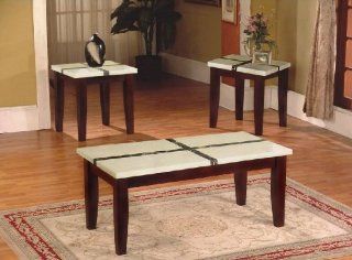 3pc Artificial Marble Top Coffee Table & End Table Set  