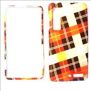 ACCESSORY MATTE COVER HARD CASE FOR MOTOROLA DROID 3 XT862 FALL ORANGE PLAID: Cell Phones & Accessories