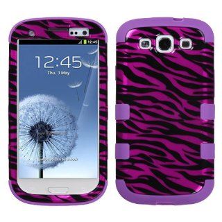 MyBat Samsung Galaxy S III TUFF Hybrid Phone Protector Cover   Retail Packaging   Zebra Skin Hot Pink/Black/Electric Purple Cell Phones & Accessories