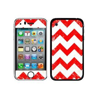Graphics and More Protective Skin Sticker Case for iPhone 3G 3GS   Non Retail Packaging   Vintage Chevrons Red: Cell Phones & Accessories