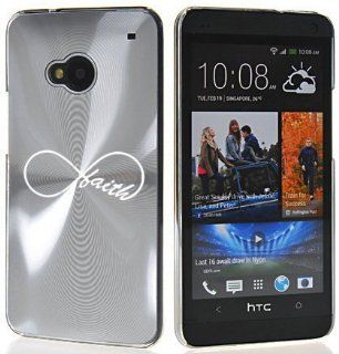 Silver HTC One M7 Sprint AT&T T Mobile Aluminum Plated Hard Back Case Cover 7M209 Infinity Infinite Faith Symbol: Cell Phones & Accessories