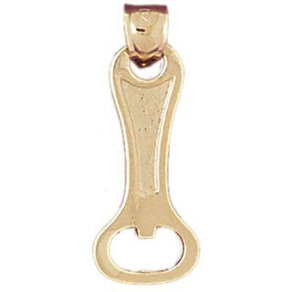 14K Yellow Gold 3 D Can Opener Pendant: Jewelry