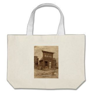 Old West Bank Sepia Canvas Bags
