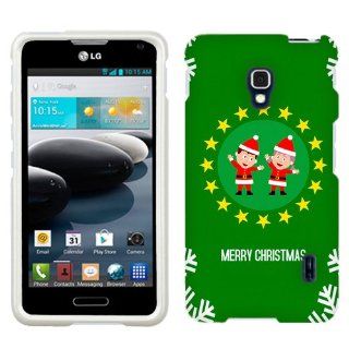 LG Optimus F6 Christmas Elfs on Green Pattern Phone Case Cover Cell Phones & Accessories