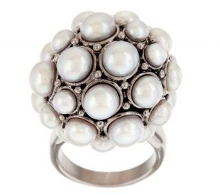 Honora Cultured Freshwater Pearl Stainless Steel Round Cluster Ring —