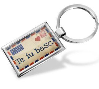 Keychain "I Love You" Love Letter from Romania Romanian   Hand Made, Key chain ring  Key Tags And Chains 