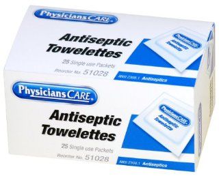 PhysiciansCare First Aid Antiseptic Towelettes, Box of 25 Individually Wrapped (Pack of 5): Health & Personal Care