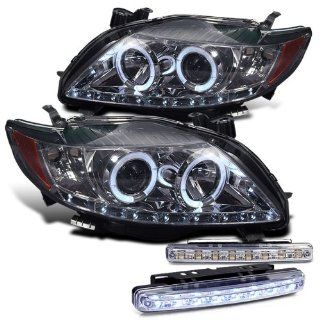 2010 TOYOTA COROLLA HALO HEAD LIGHTS PROJECTOR HEADLIGHTS + 8 LED BUMPER LAMPS Automotive