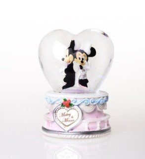 Disney Mickey Mouse & Minnie Mouse Heart Shape Crystal Ball Decoration   Home Decor Collectible Dolls