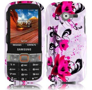 White Purple Flower Hard Cover Case for Samsung Array Montage SPH M390 Cell Phones & Accessories