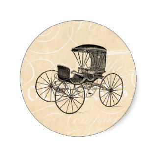 Vintage 1800s Carriage Horse Drawn Antique Buggy Sticker
