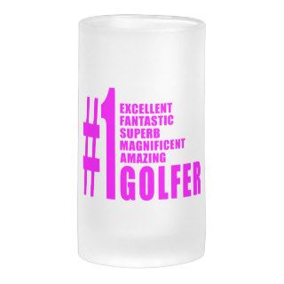 Girls Golf Golfers : Pink Number One Golfer Glass Beer Mug