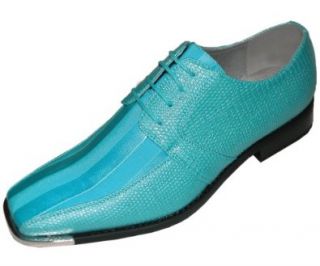 Viotti Mens turquoise Dress Oxford Striped Satin Dress Shoe: Style 163ST TRQ 025 8.5 D (M) US: Shoes