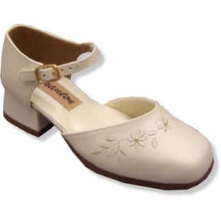 Girl Ivory Dress Shoes ~ Granton Split Mary Jane with Embroidery 3145 SIZE 7.5 Shoes