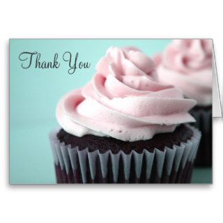 Chocolate Cupcakes Pink Vanilla Frosting Thank You Card