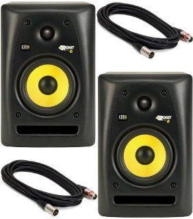 KRK Rokit 6 Studio Monitor Speaker Bundle with Pair of Monitors and XLR Cables: Musical Instruments