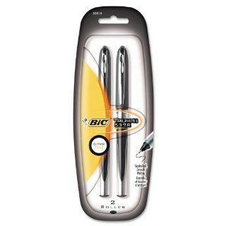 BIC Triumph 537R, Roller (0.7mm   Fine), 2 Pack, Black Ink (RT57P21 BLK) : Rollerball Pens : Office Products