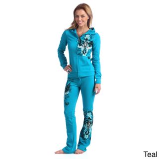Bus Stop Tabeez Womens Teal French Terry Track Suit Blue Size S (4 : 6)