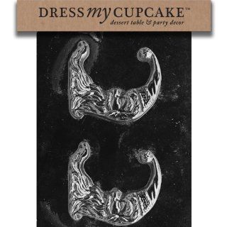 Dress My Cupcake DMCC405 Chocolate Candy Mold, Half Moon Santa, Christmas Kitchen & Dining
