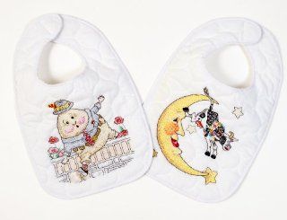 Bucilla Mary Engelbreit Mother Goose Bib Pair 8 1/2 Inches by 14 Inches Stamped Cross Stitch, Set of 2: