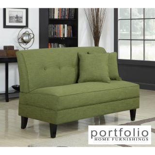 Portfolio Engle Apple Green Linen Armless Loveseat