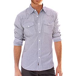 191 Unlimited Mens Gray Solid Woven Shirt
