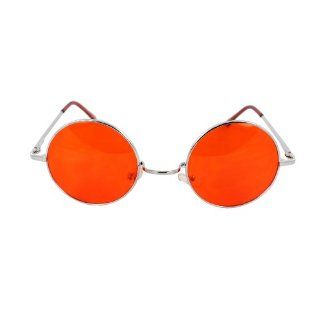 MLC EYEWEAR  Vintage Style Round Silver Hippie Party Shades Sunglasses RED LENS: Everything Else